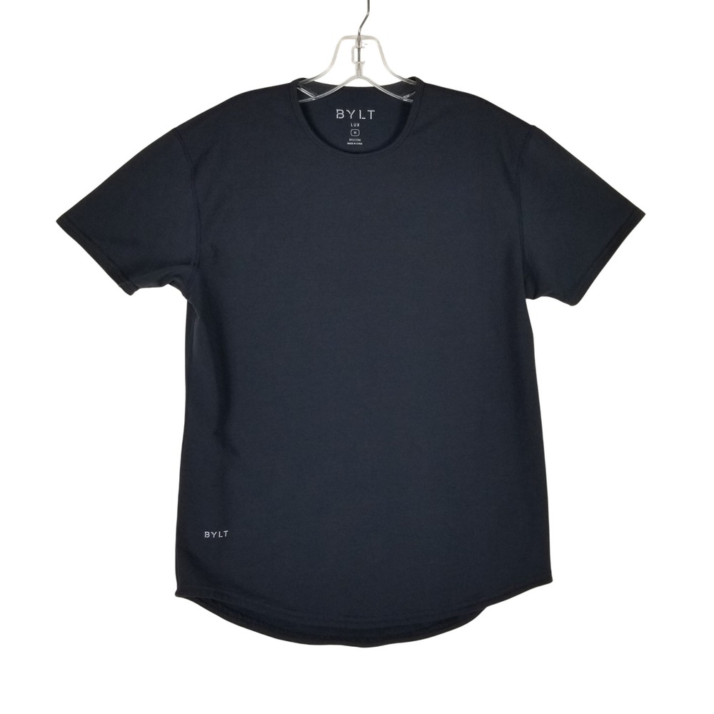 BYLT Basics Lux Drop Cut T-Shirt Mens Medium Black Short Sleeve Athletic Tee